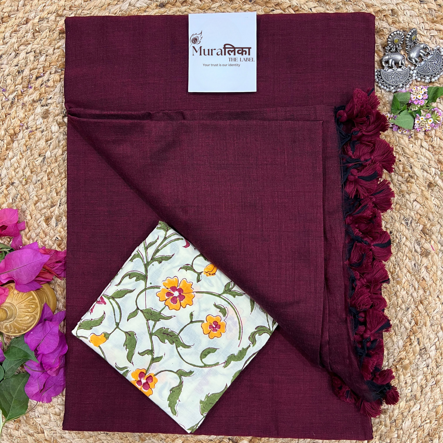 Muralika Light Maroon Handloom Saree