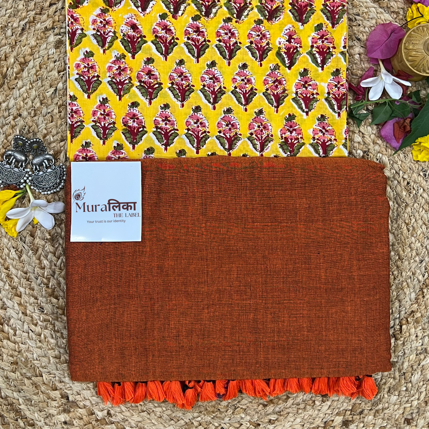 Muralika Rust Orange Handloom Saree