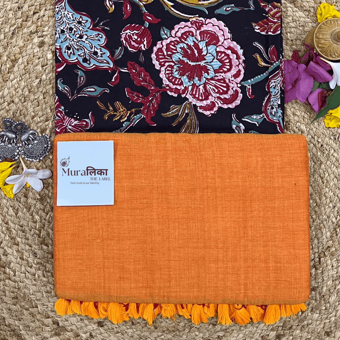 Muralika Orange Handloom Saree