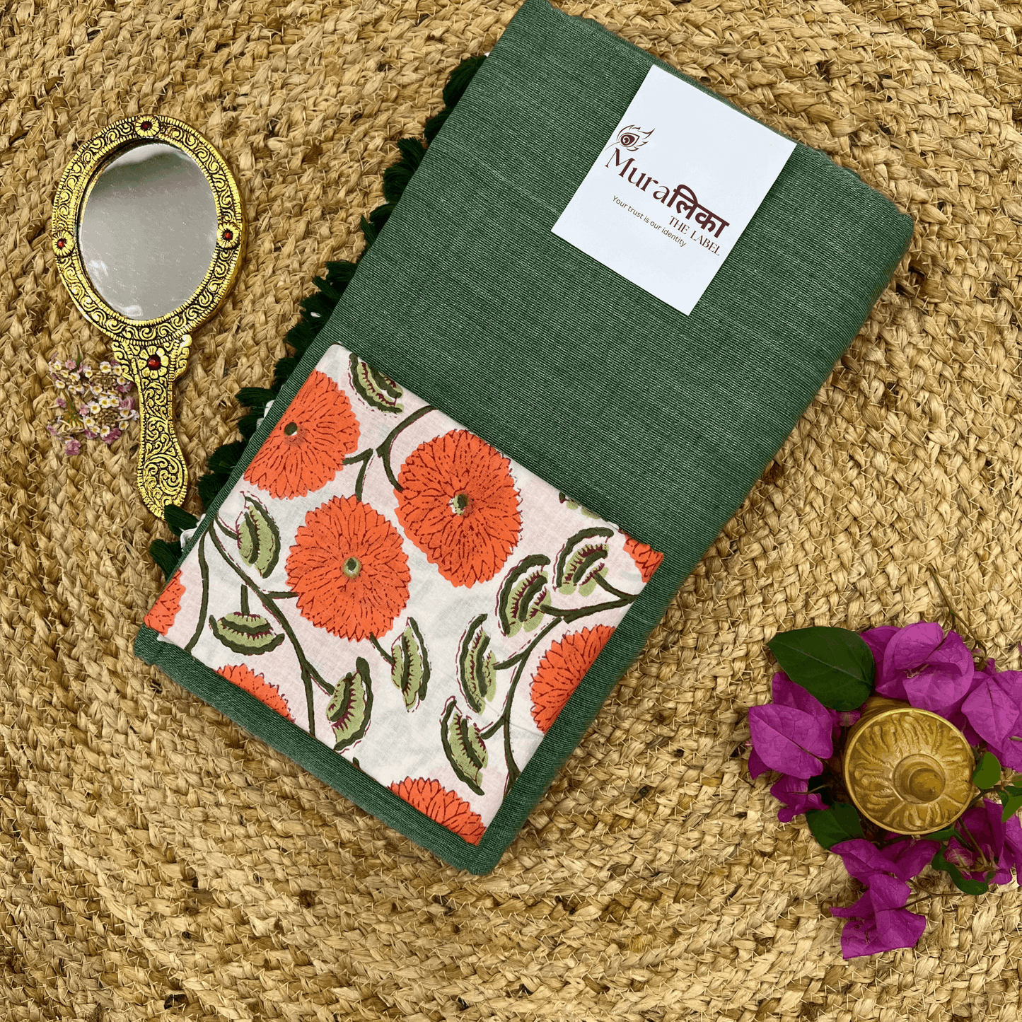 Muralika Leaf Green Handloom Saree