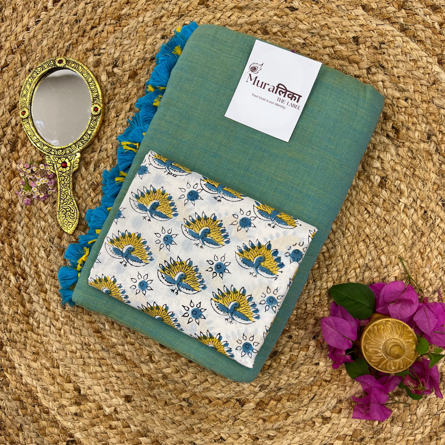 Muralika Pistachio Green Handloom Saree