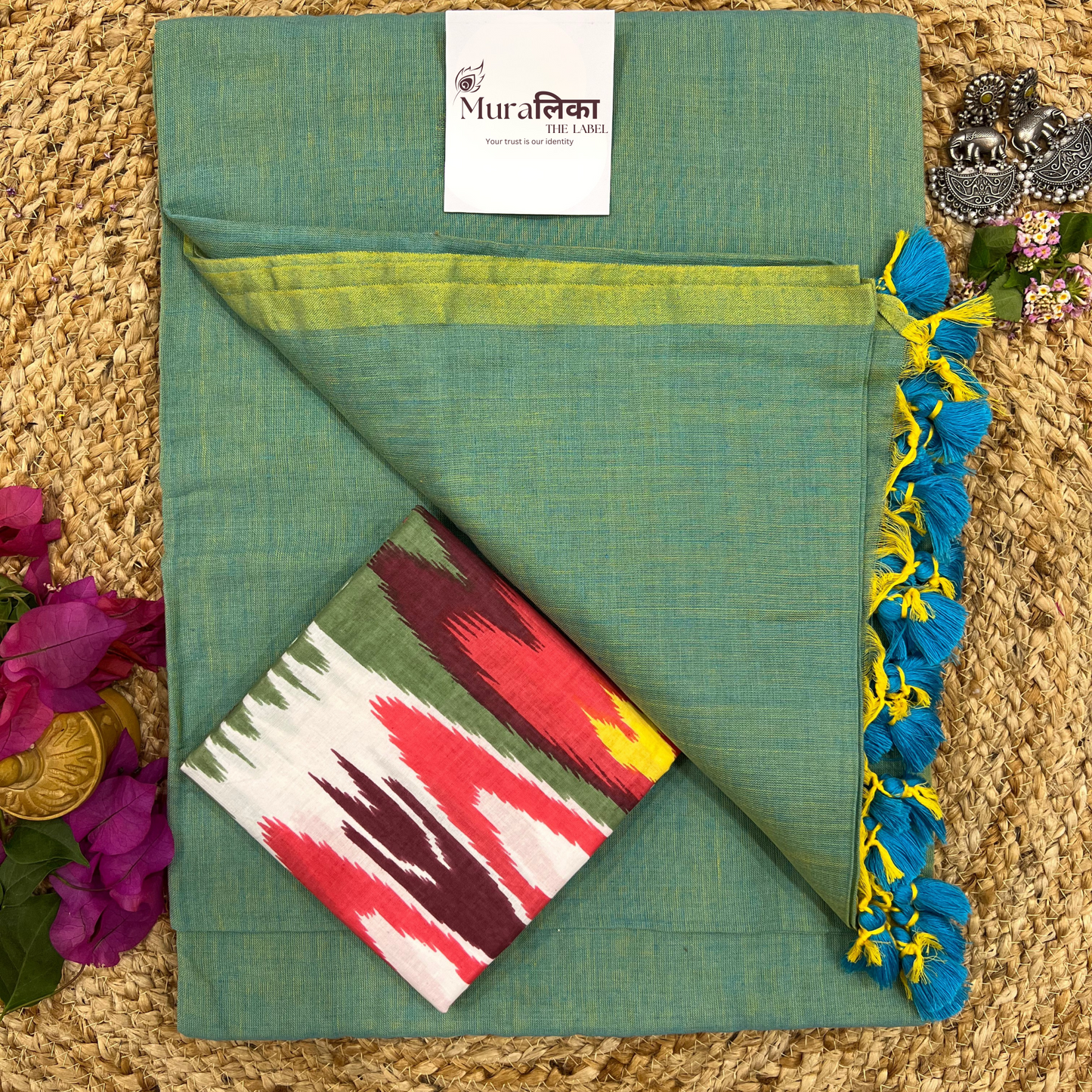 Muralika Pistachio Green Handloom Saree