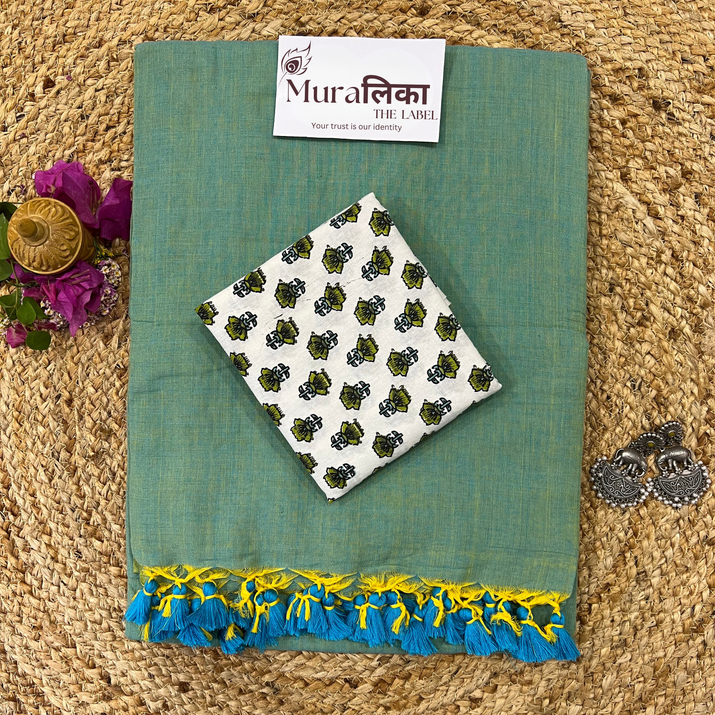 Muralika Pistachio Green Handloom Saree