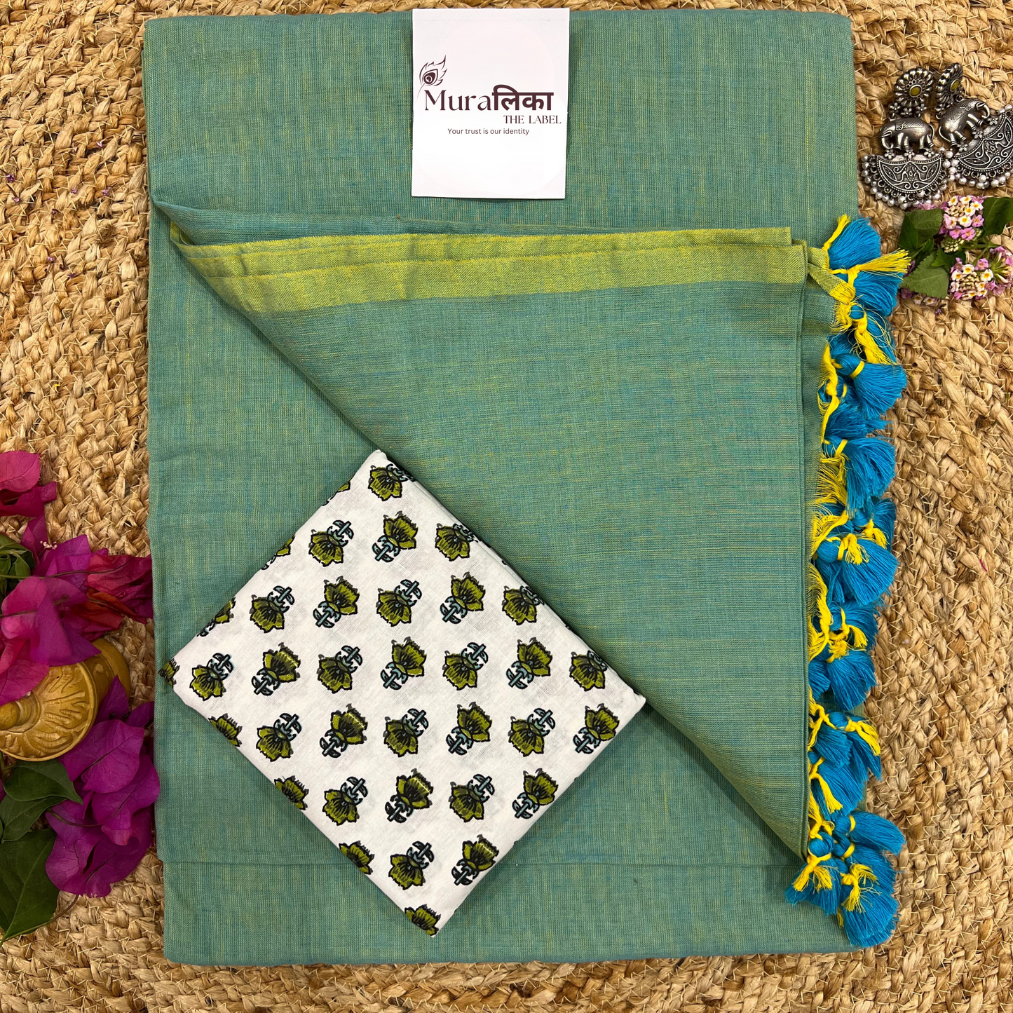 Muralika Pistachio Green Handloom Saree