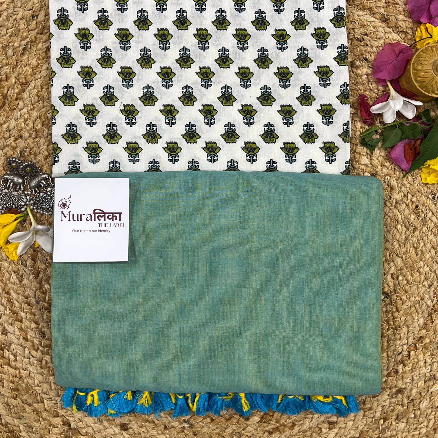 Muralika Pistachio Green Handloom Saree