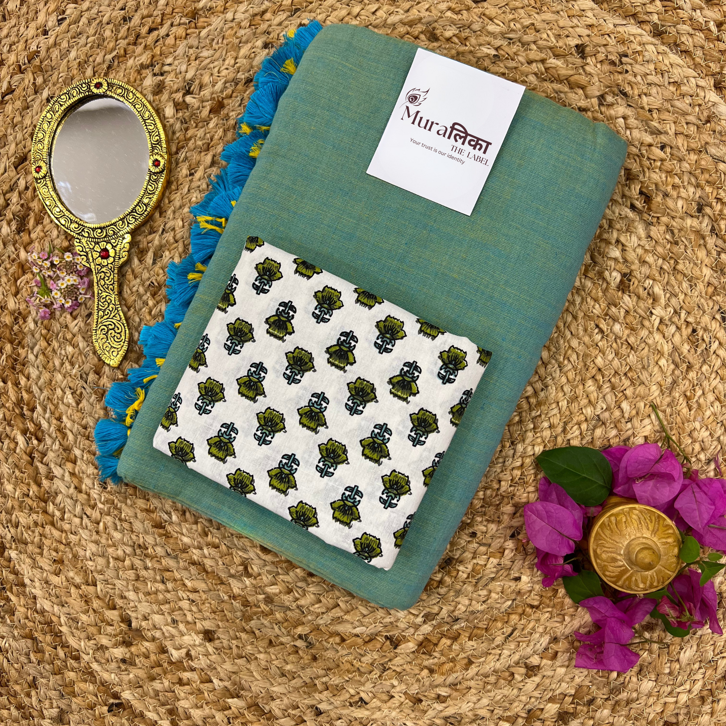 Muralika Pistachio Green Handloom Saree