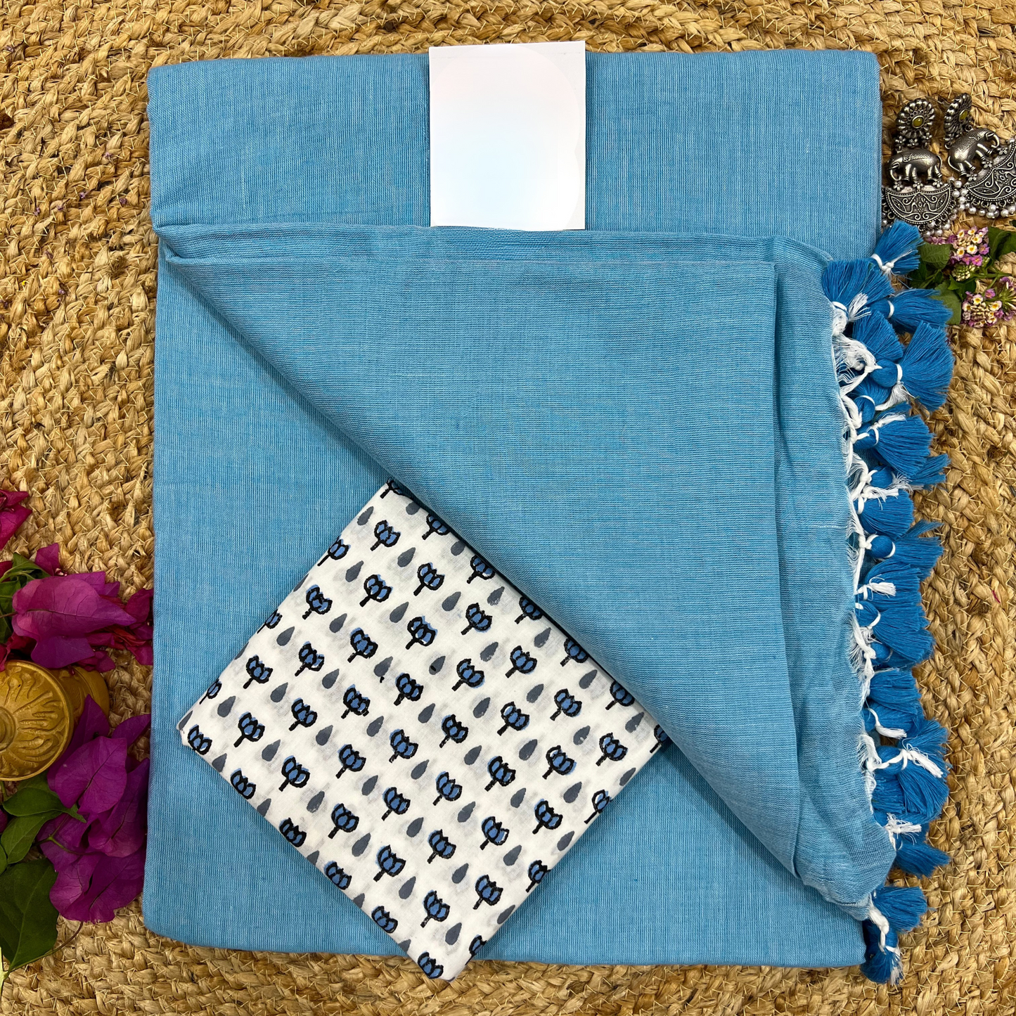 Muralika Sky Blue Handloom Saree