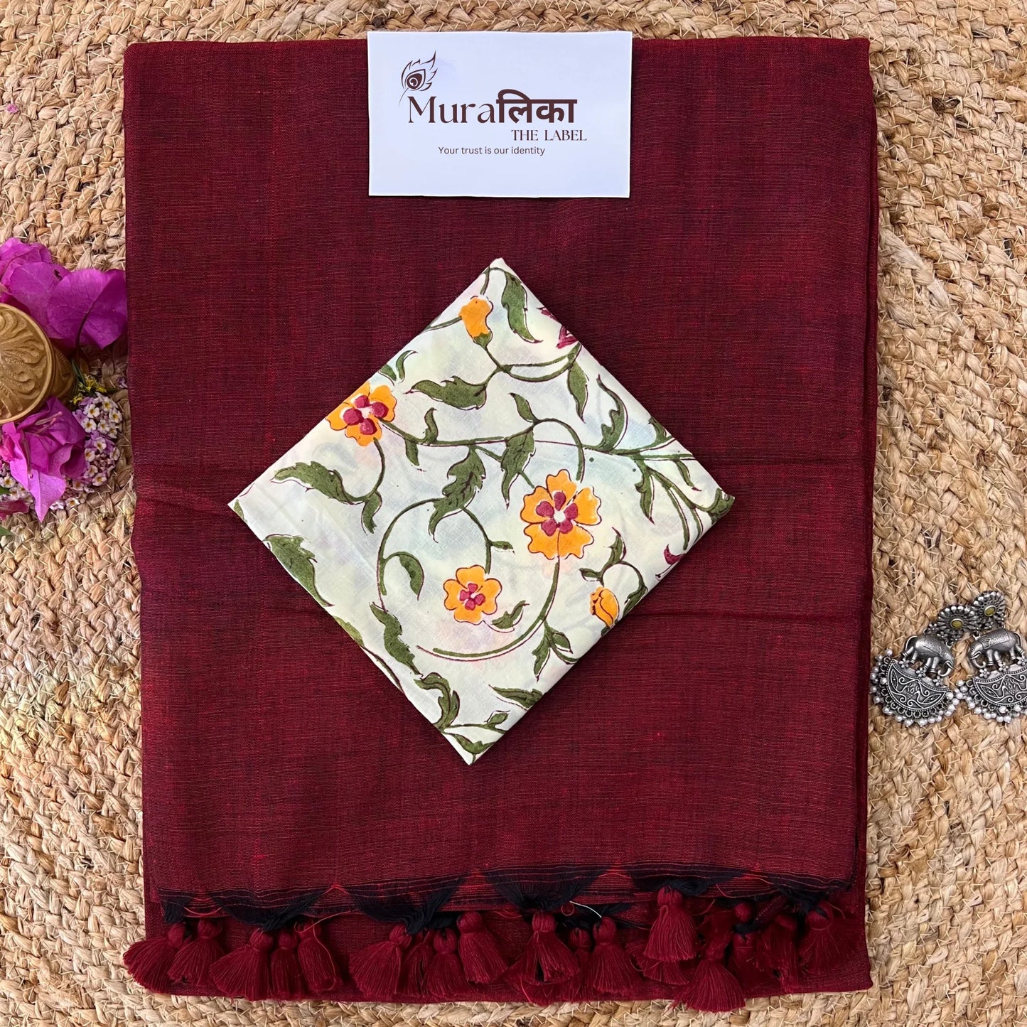 Muralika Light Maroon Handloom Saree - Muralika the label