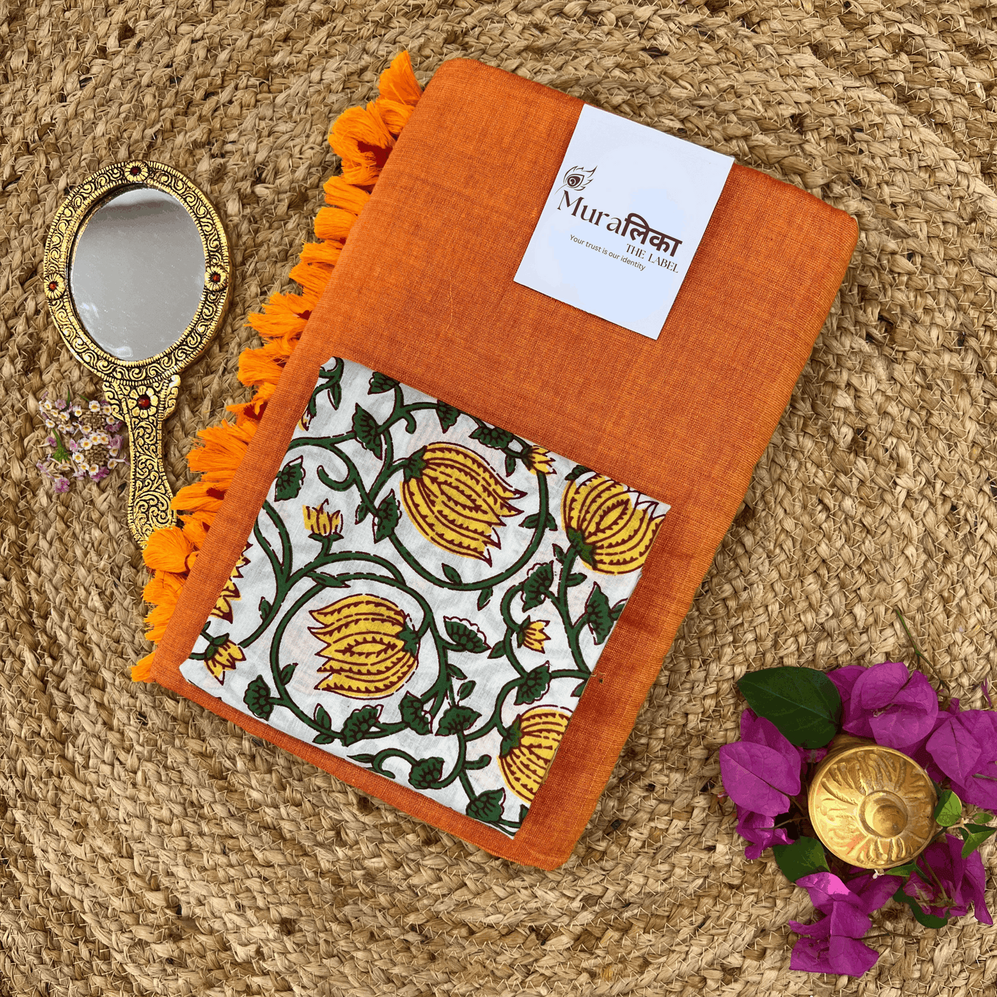 Muralika Orange Handloom Saree