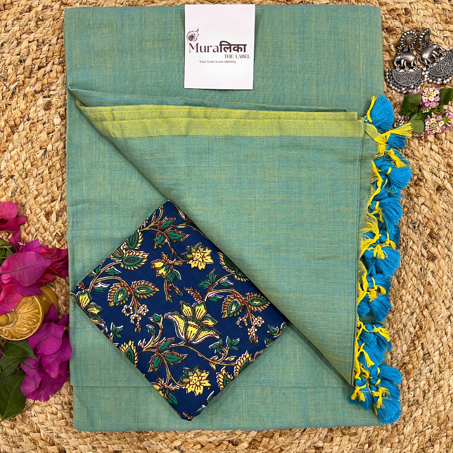 Muralika Pistachio Green Handloom Saree