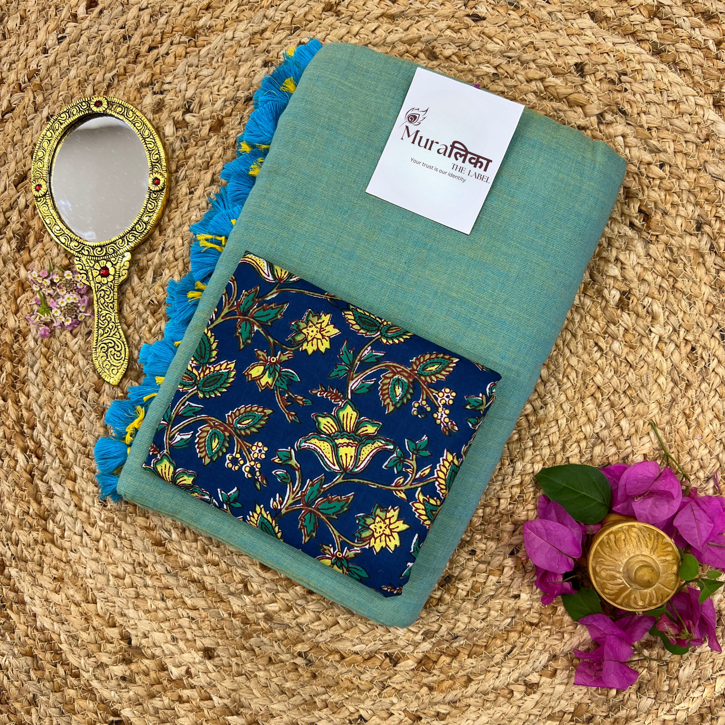Muralika Pistachio Green Handloom Saree