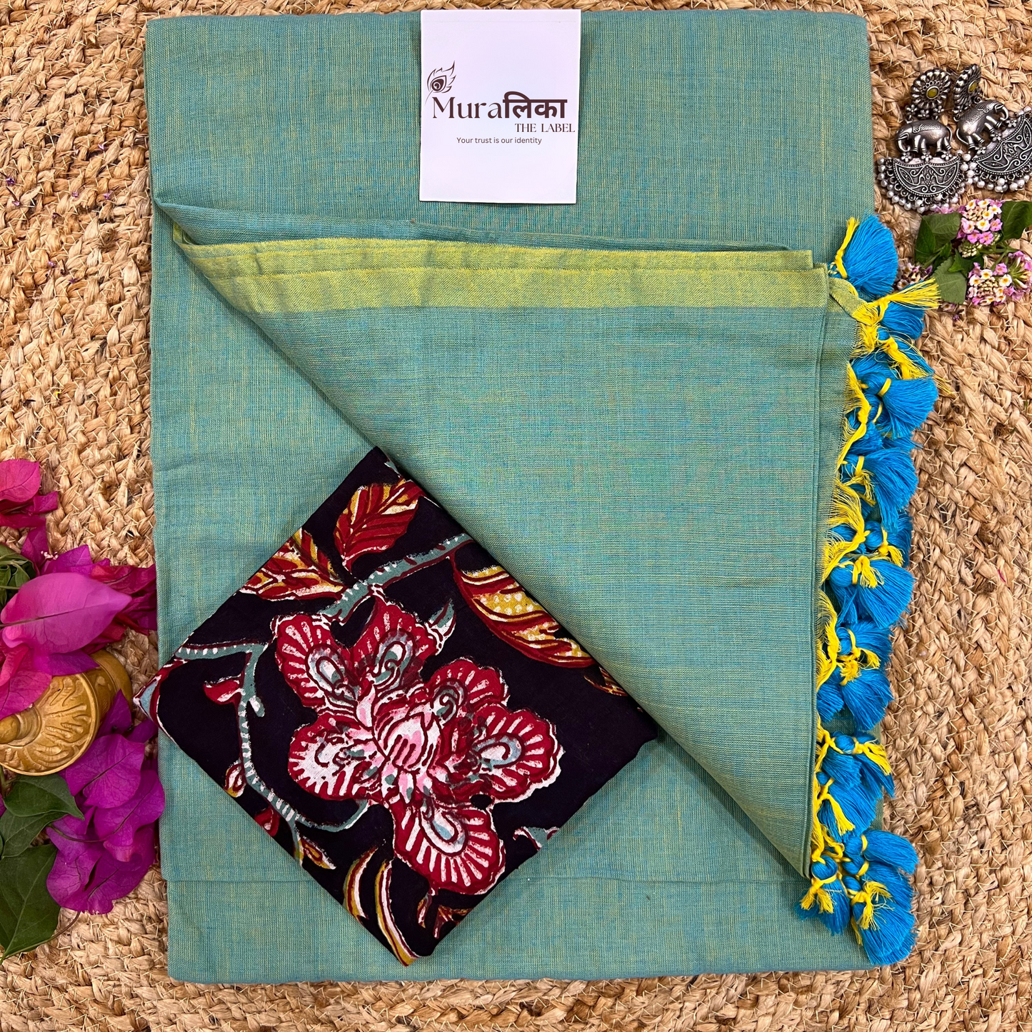 Muralika Pistachio Green Handloom Saree