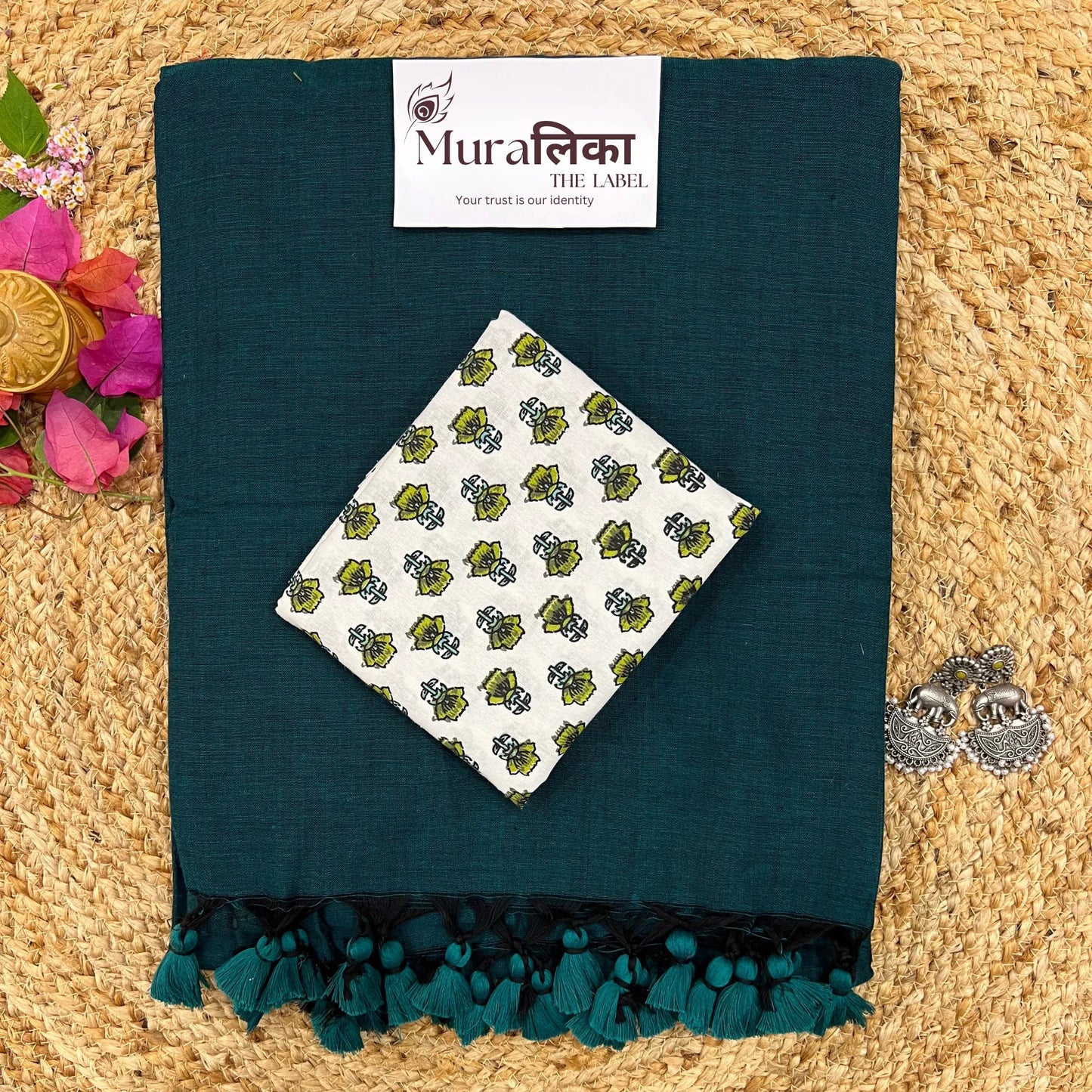 Muralika Rama Green Handloom Saree - Muralika the label
