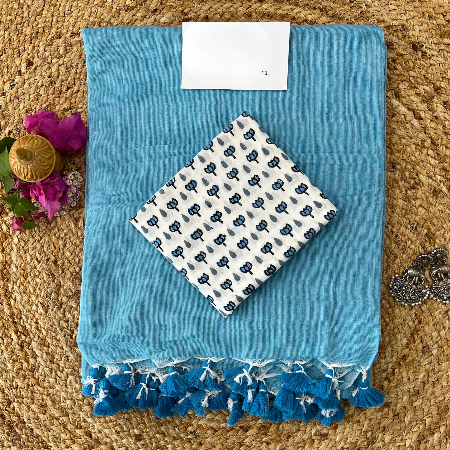Muralika Sky Blue Handloom Saree