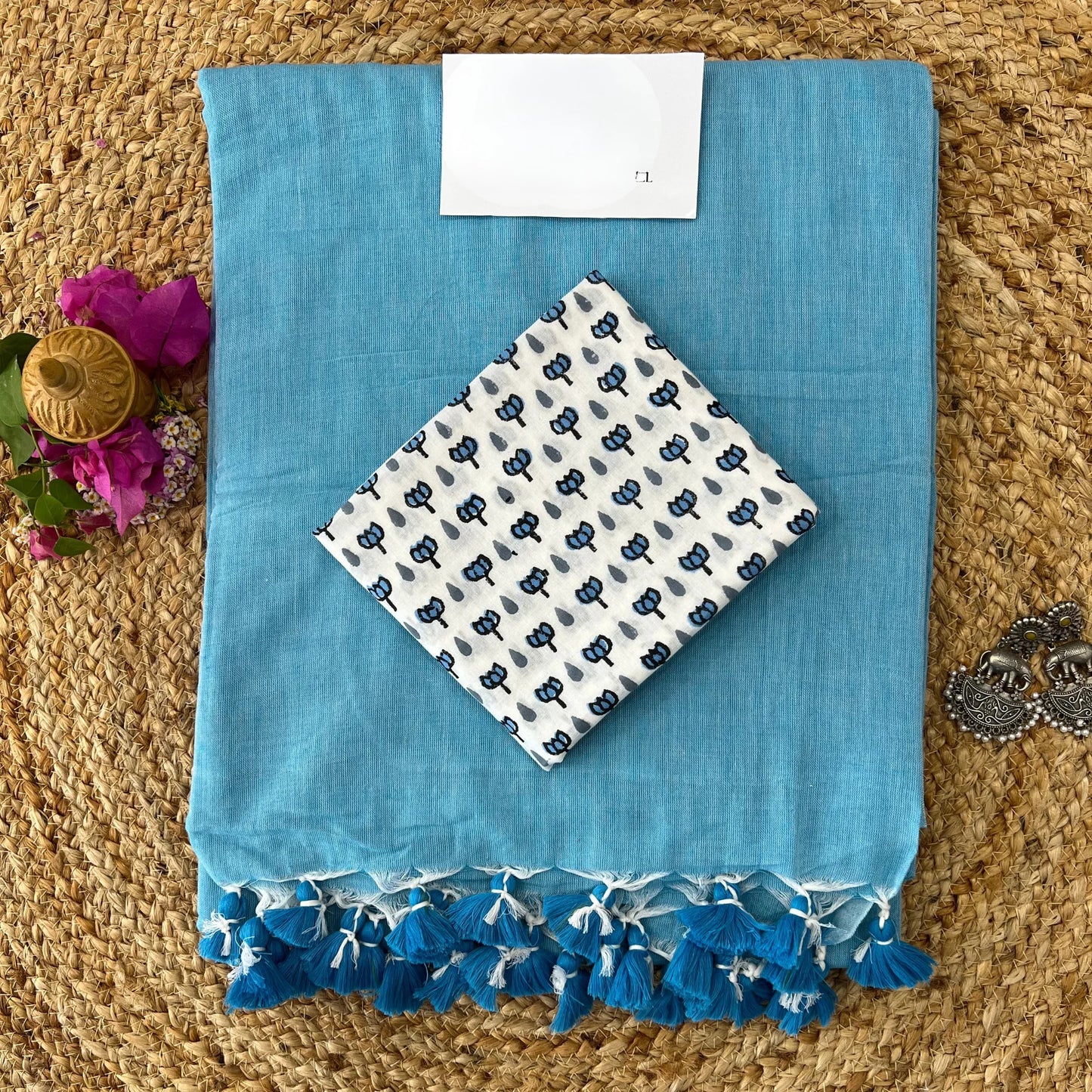 Muralika Sky Blue Handloom Saree - Muralika the label