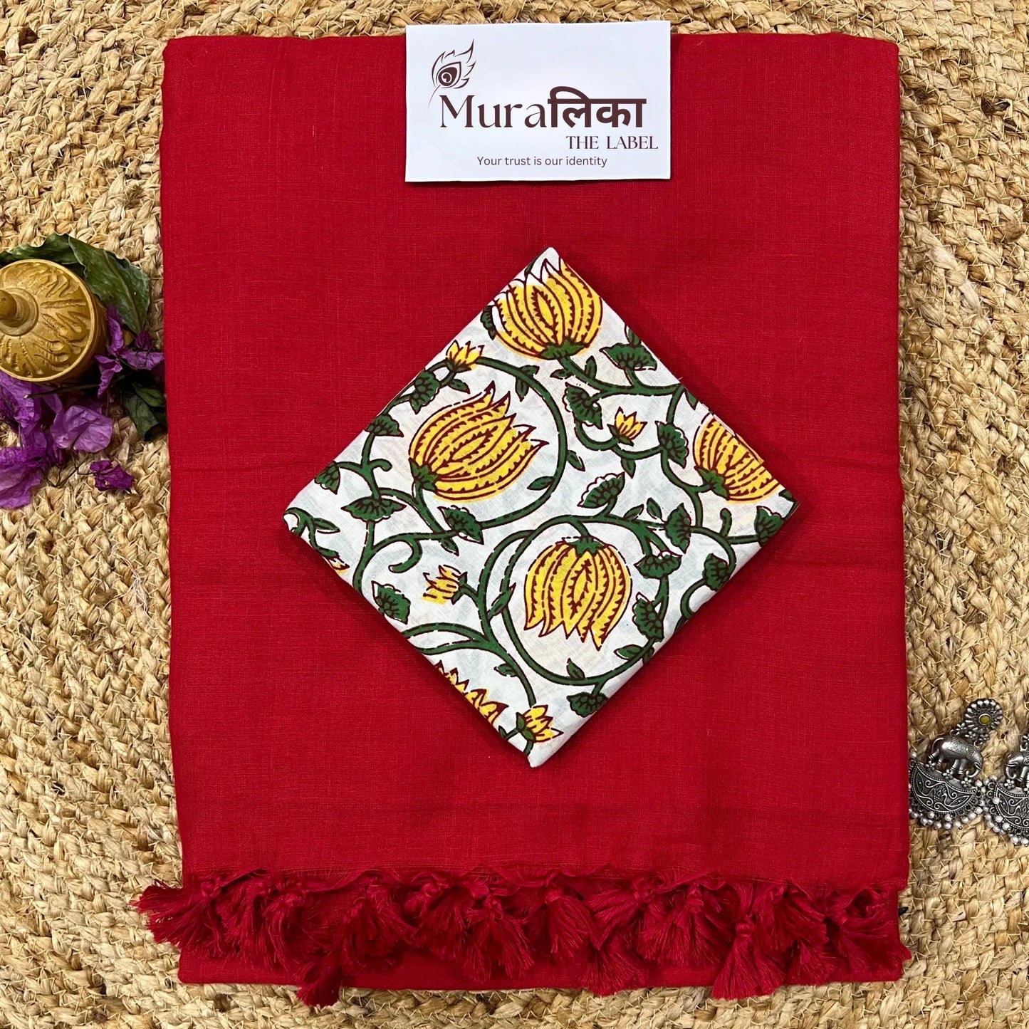Muralika Red Handloom Saree - Muralika the label