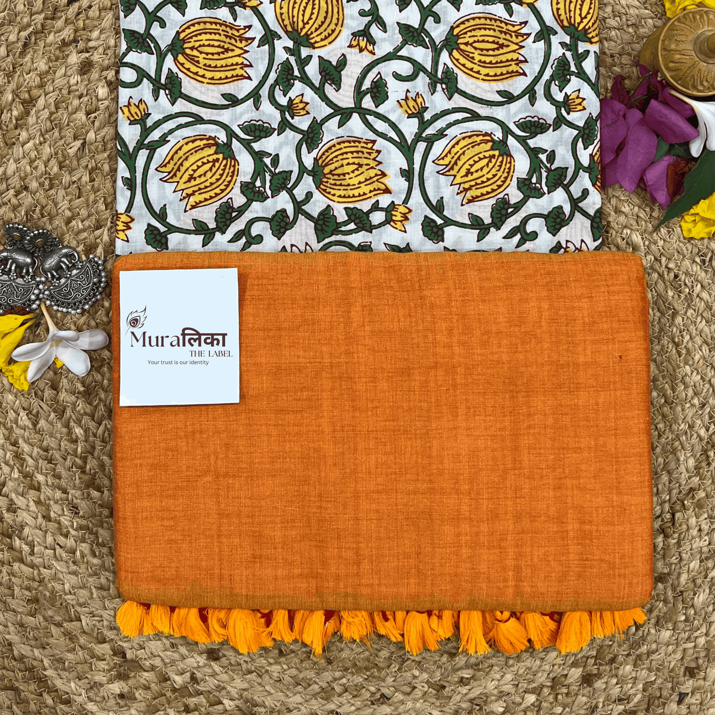Muralika Orange Handloom Saree