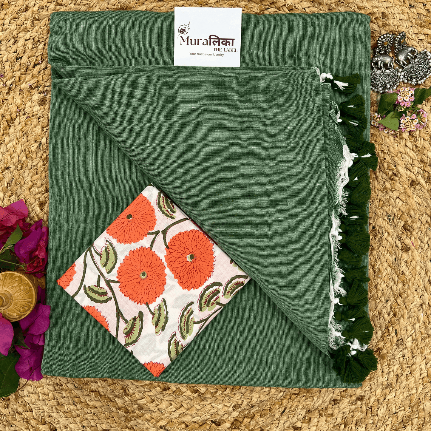 Muralika Leaf Green Handloom Saree