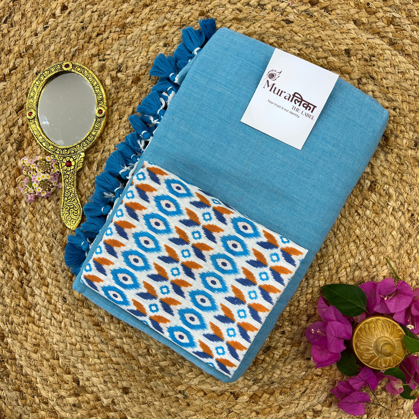 Muralika Sky Blue Handloom Saree