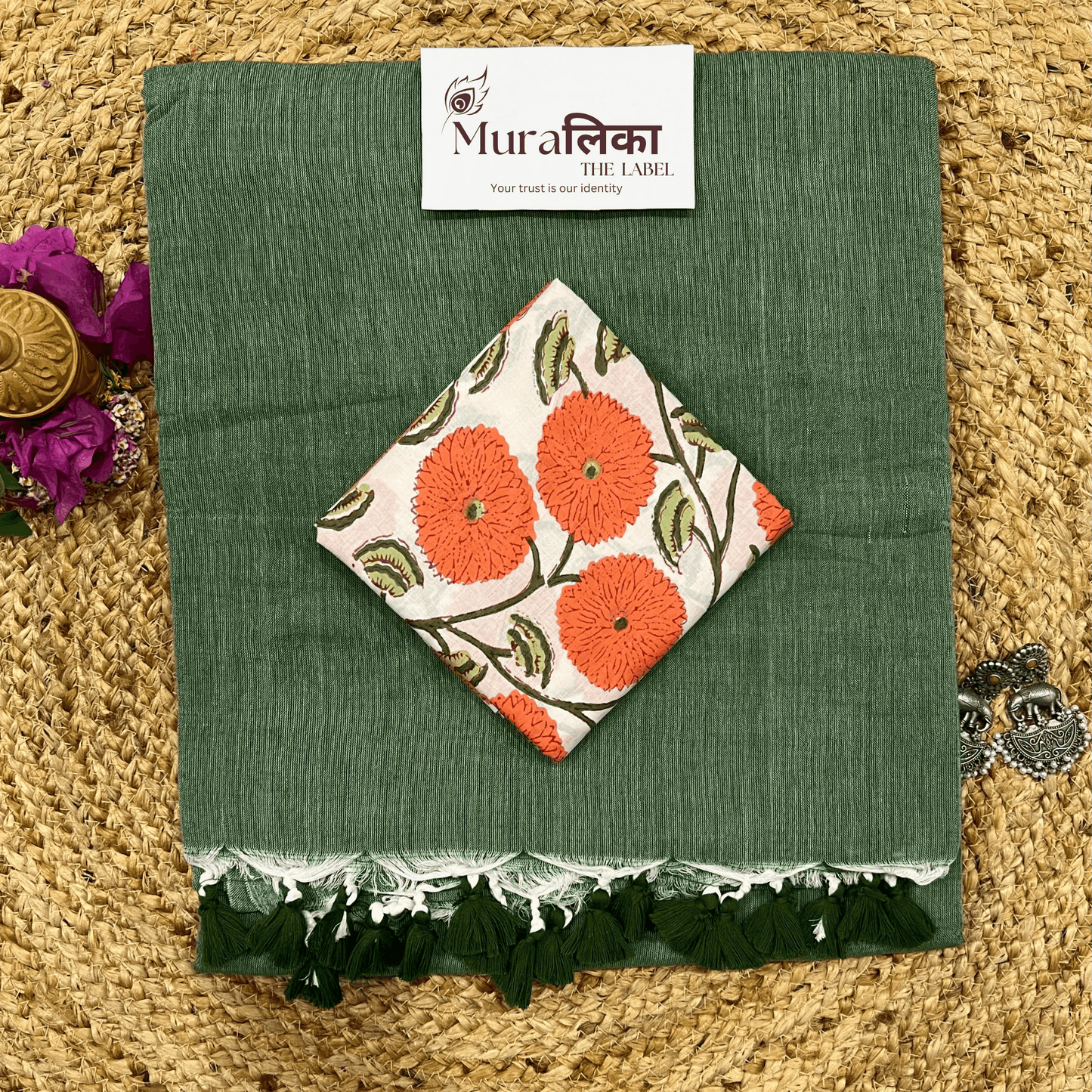 Muralika Leaf Green Handloom Saree