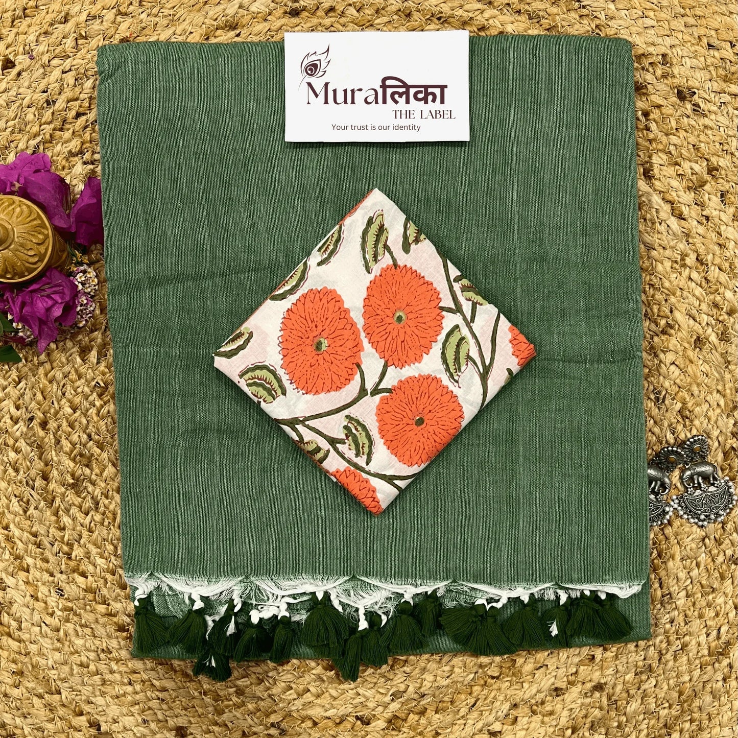 Muralika Leaf Green Handloom Saree