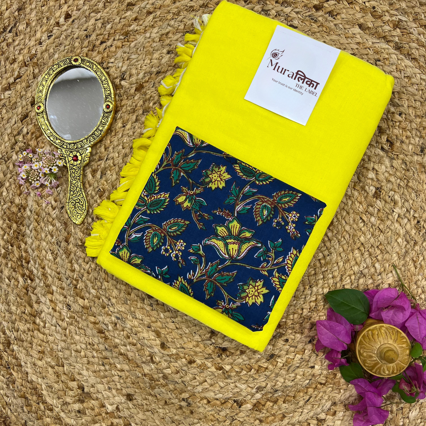 Muralika Lime Yellow Handloom Saree