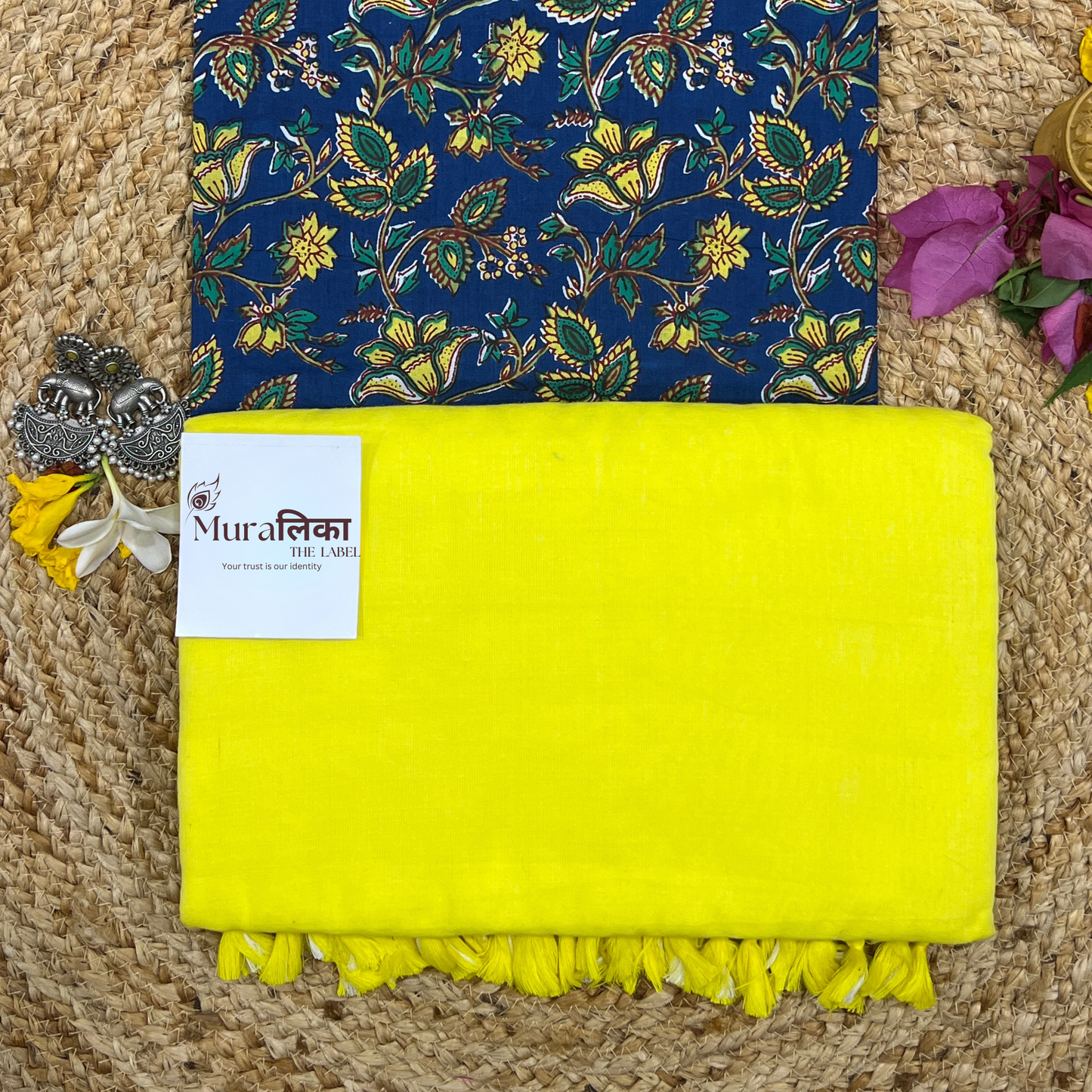 Muralika Lime Yellow Handloom Saree