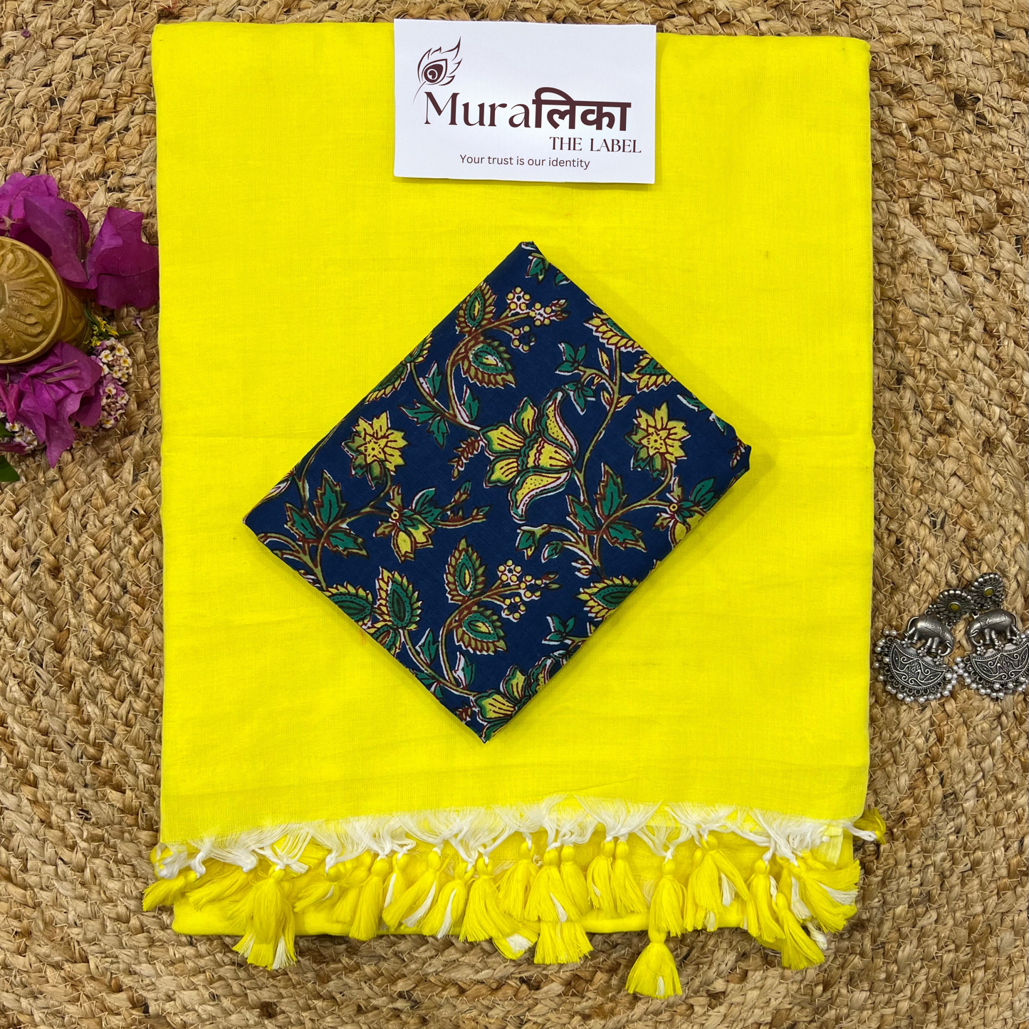 Muralika Lime Yellow Handloom Saree