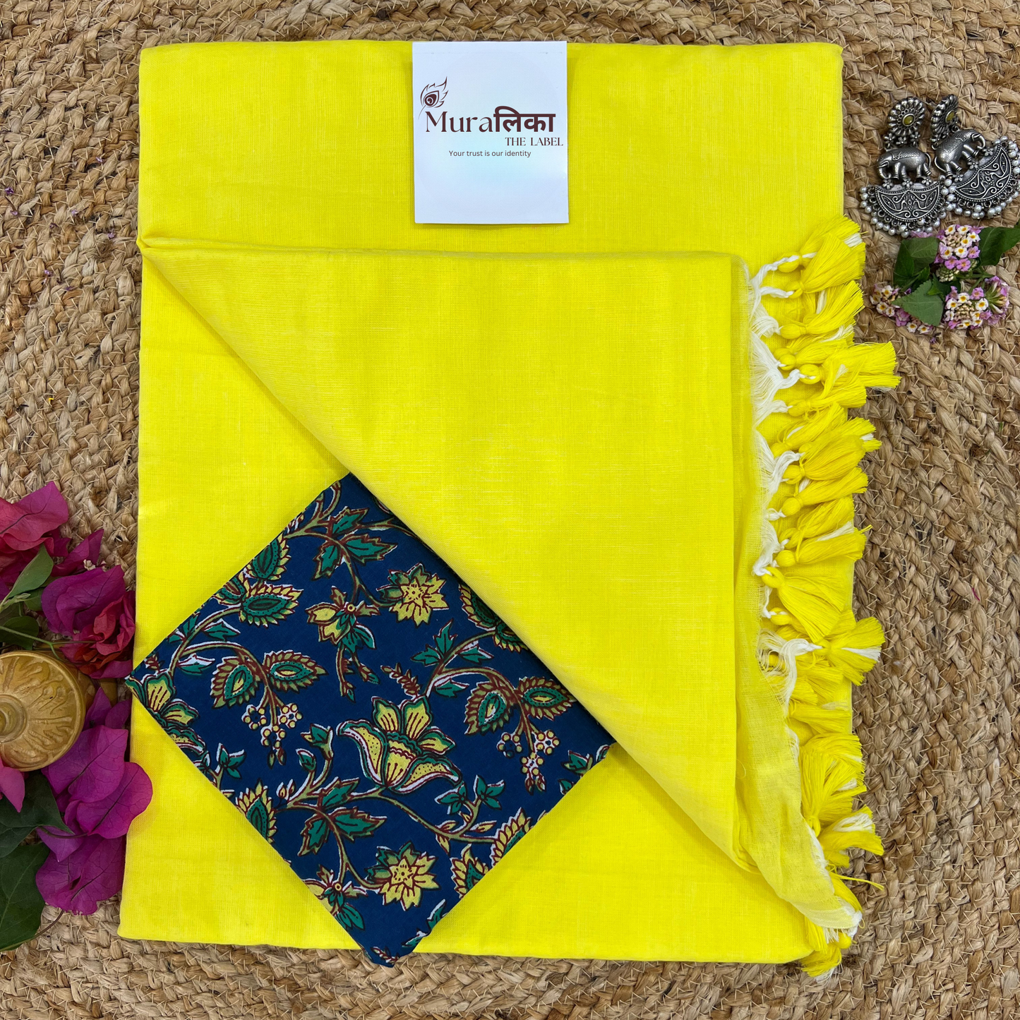 Muralika Lime Yellow Handloom Saree