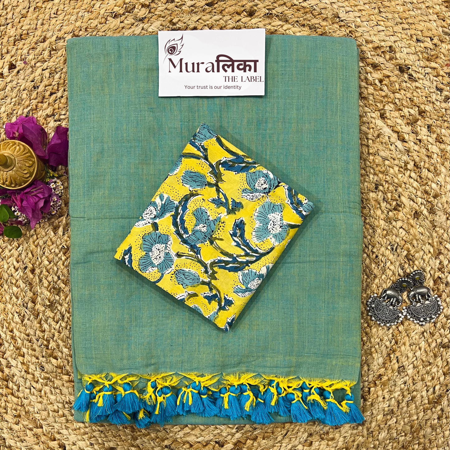 Muralika Pistachio Green Handloom Saree