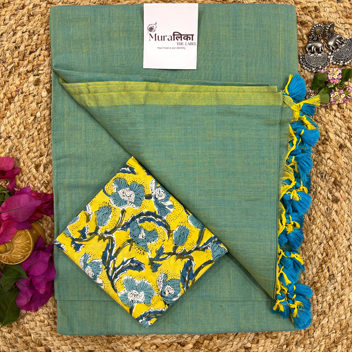 Muralika Pistachio Green Handloom Saree