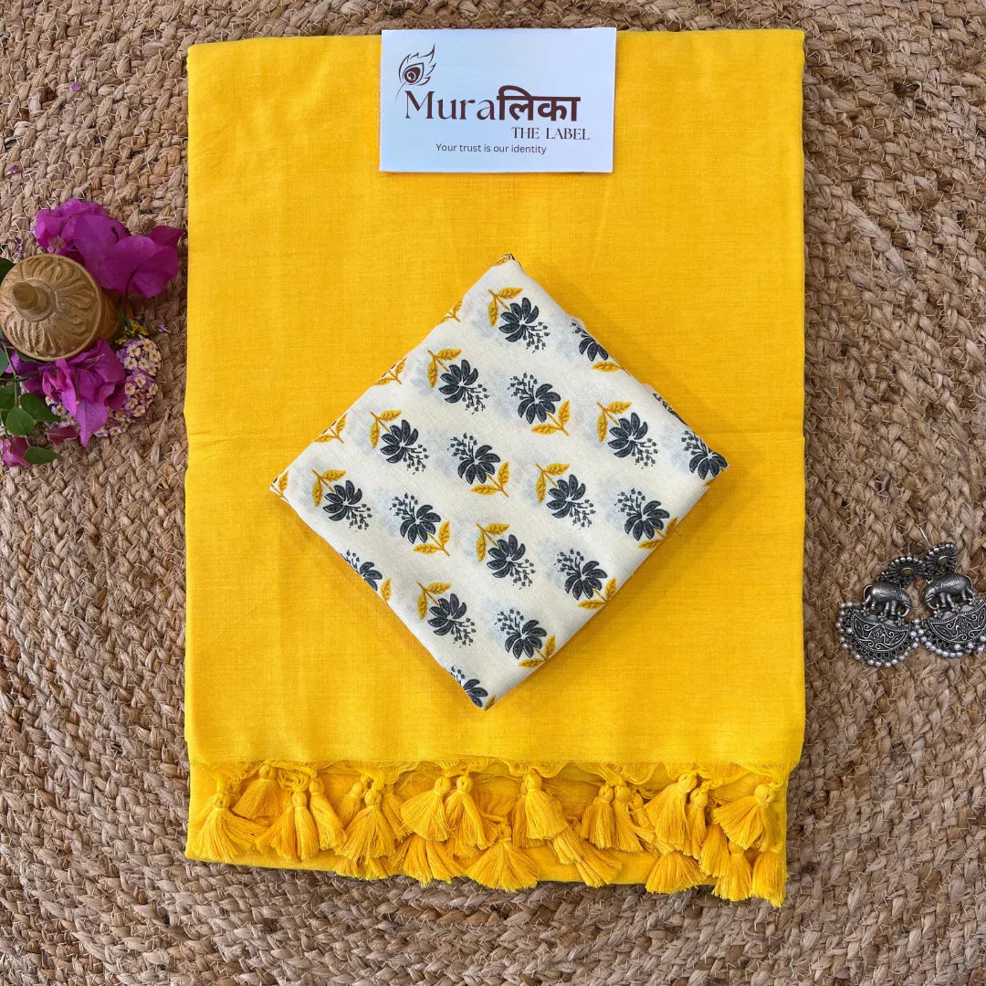Muralika Yellow Handloom Saree - Muralika the label