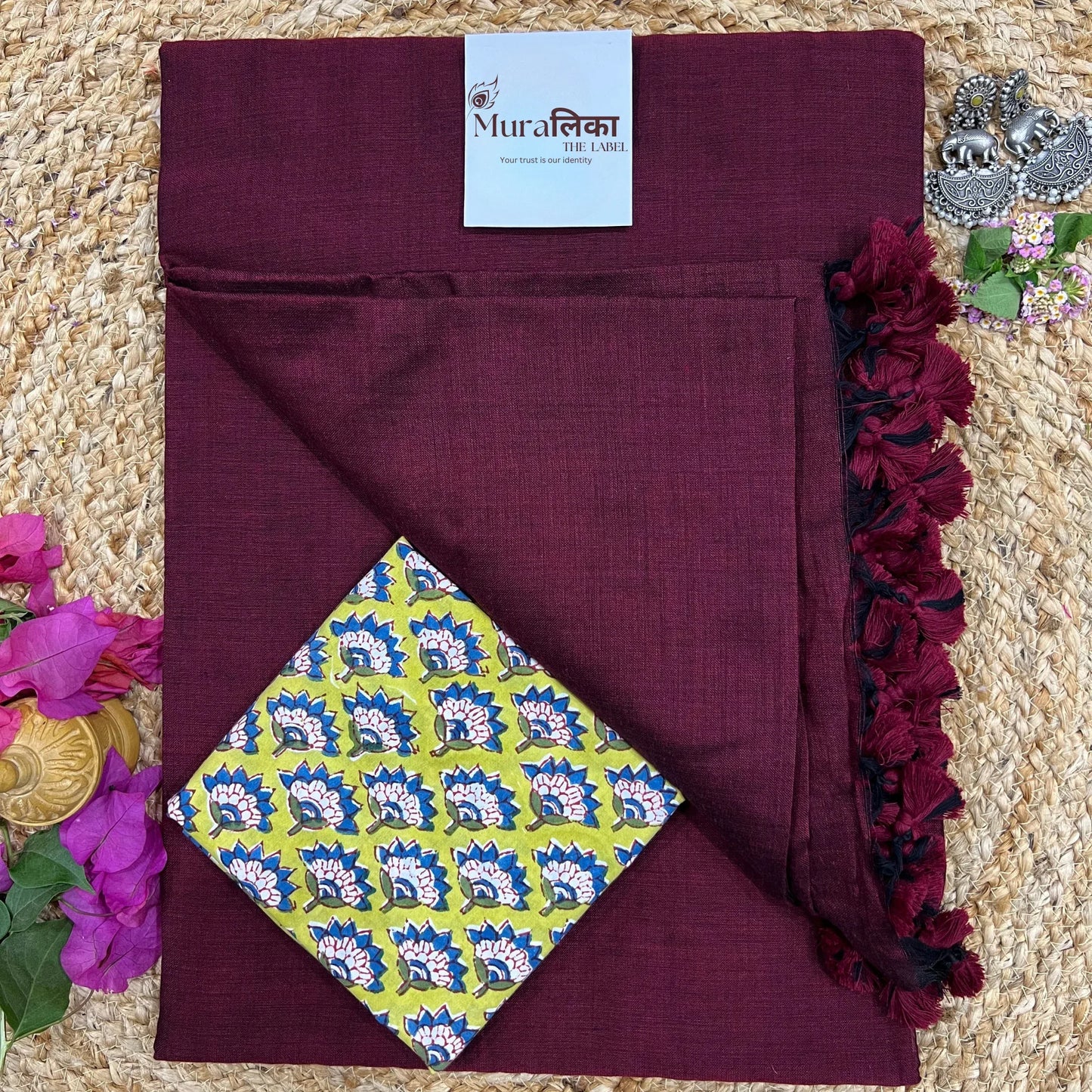 Muralika Light Maroon Handloom Saree - Muralika the label