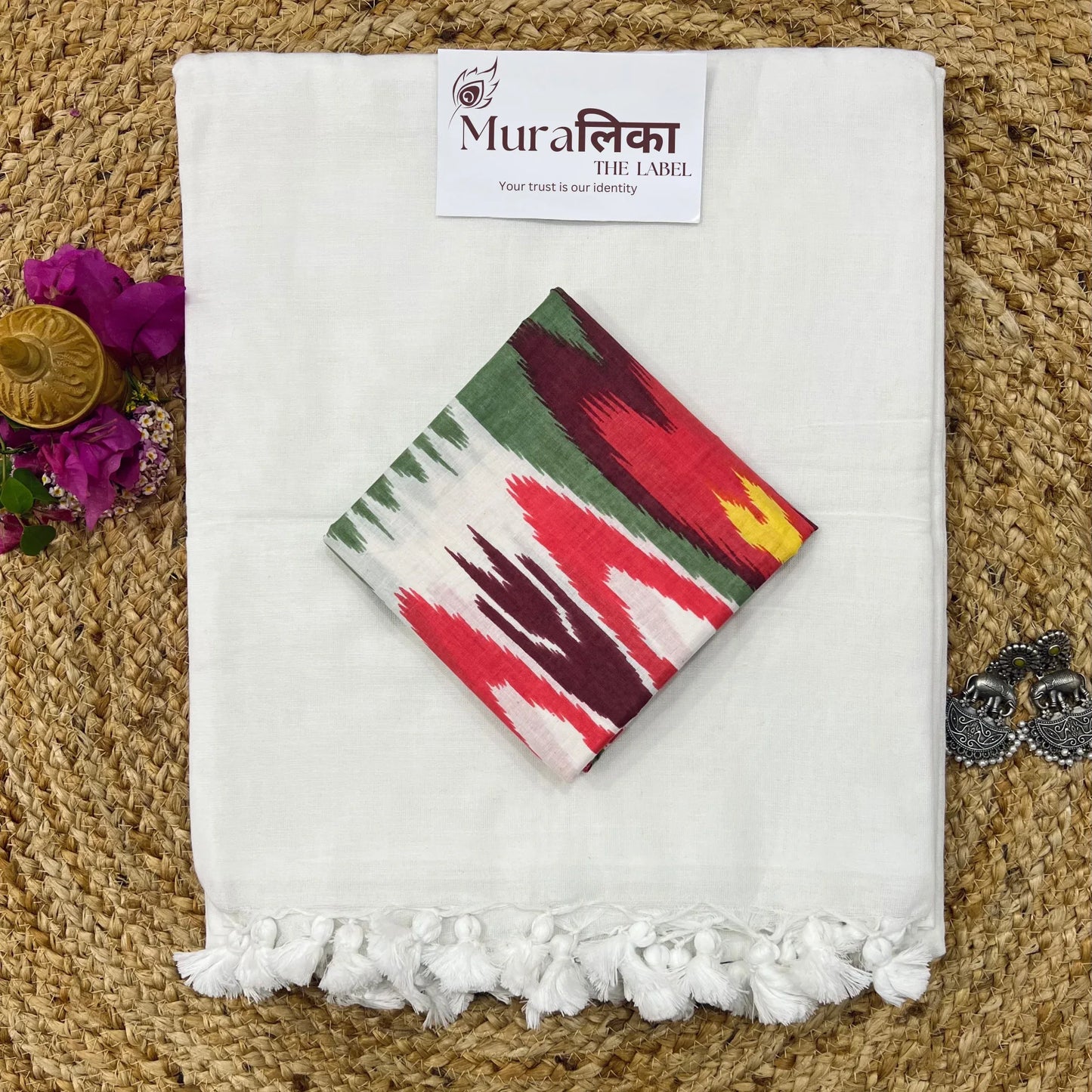 Muralika White Handloom Saree - Muralika the label