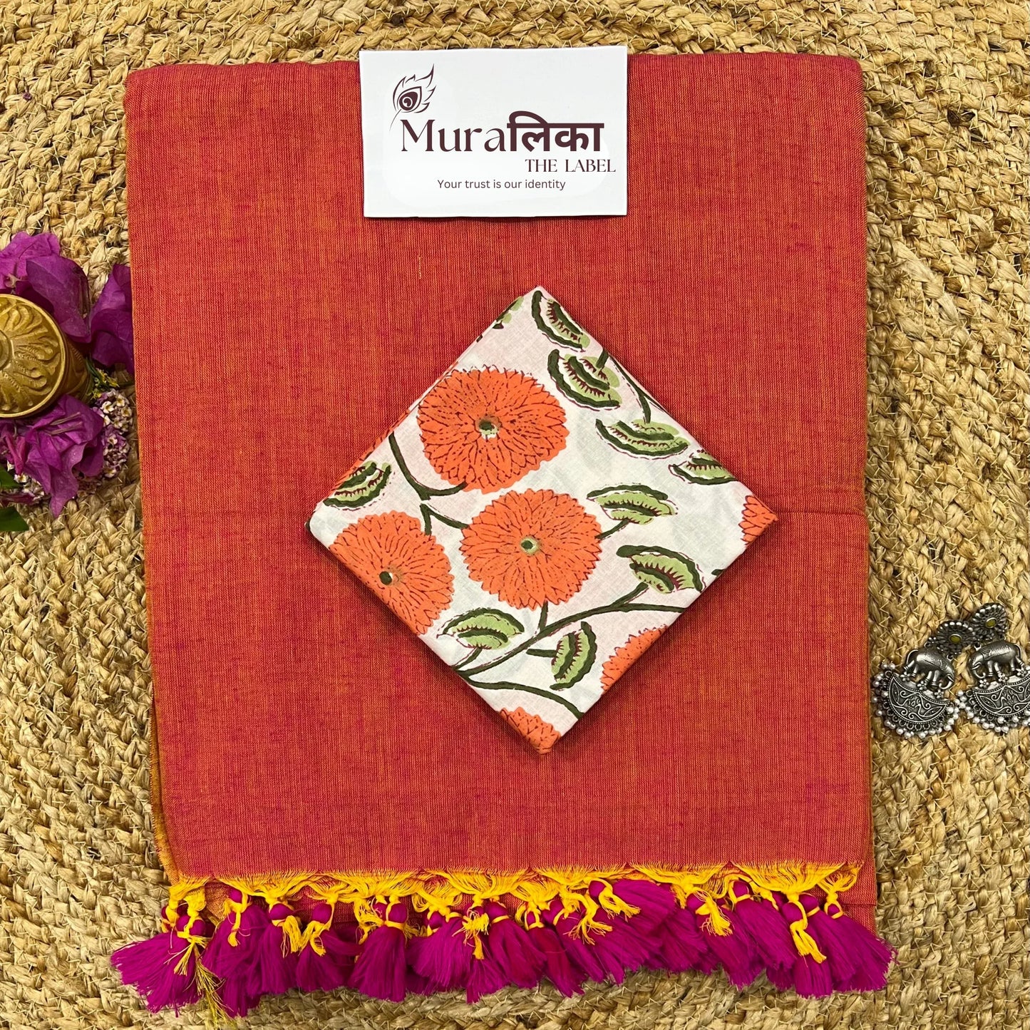 Muralika Dual Tone Brick Hue Handloom Saree - Muralika the label