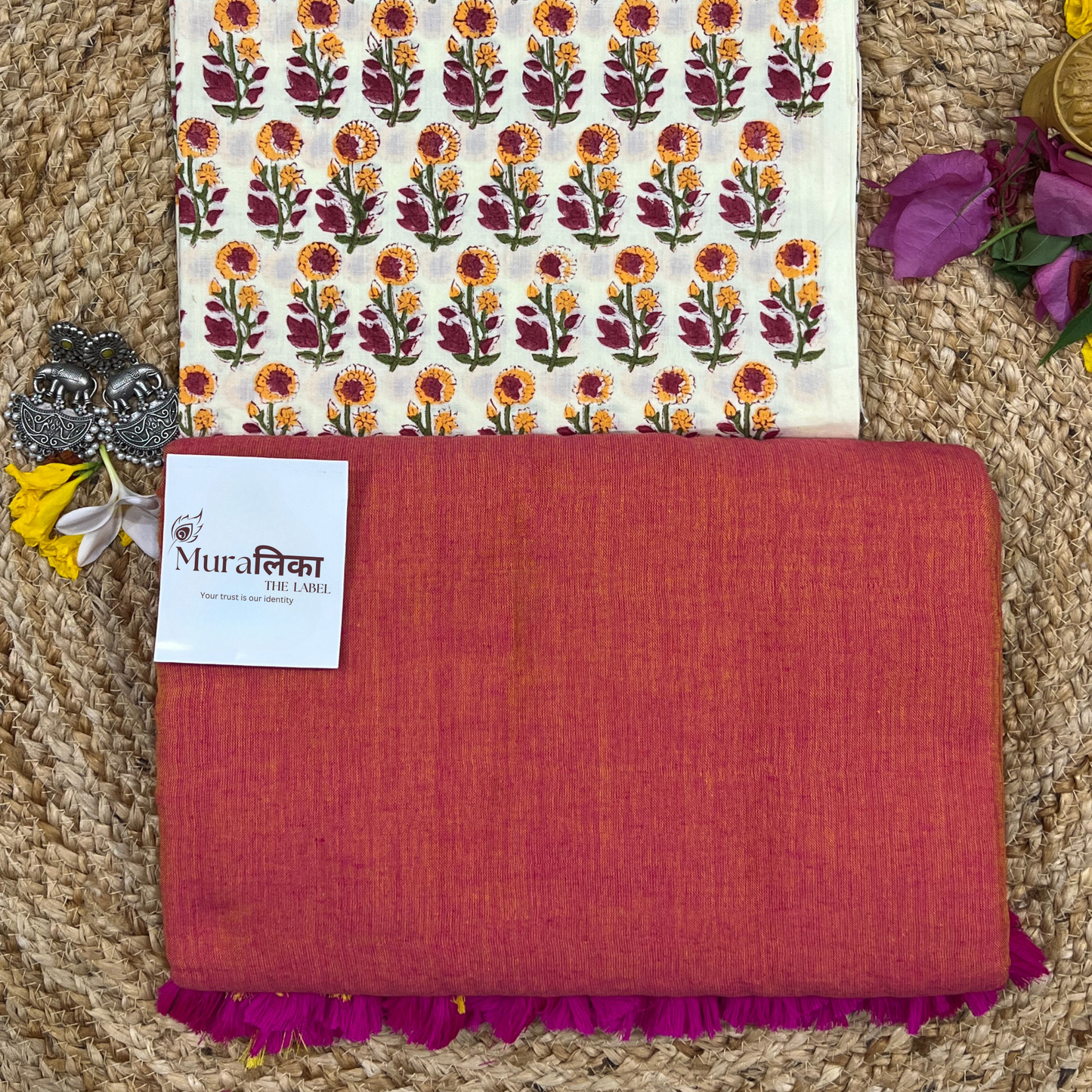 Muralika Dual Tone Brick Hue Handloom Saree