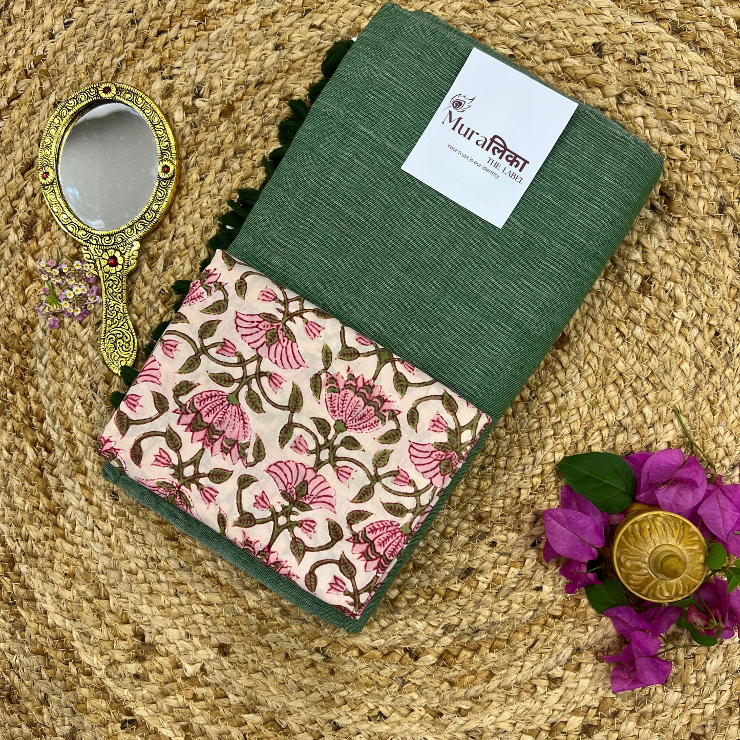 Muralika Leaf Green Handloom Saree