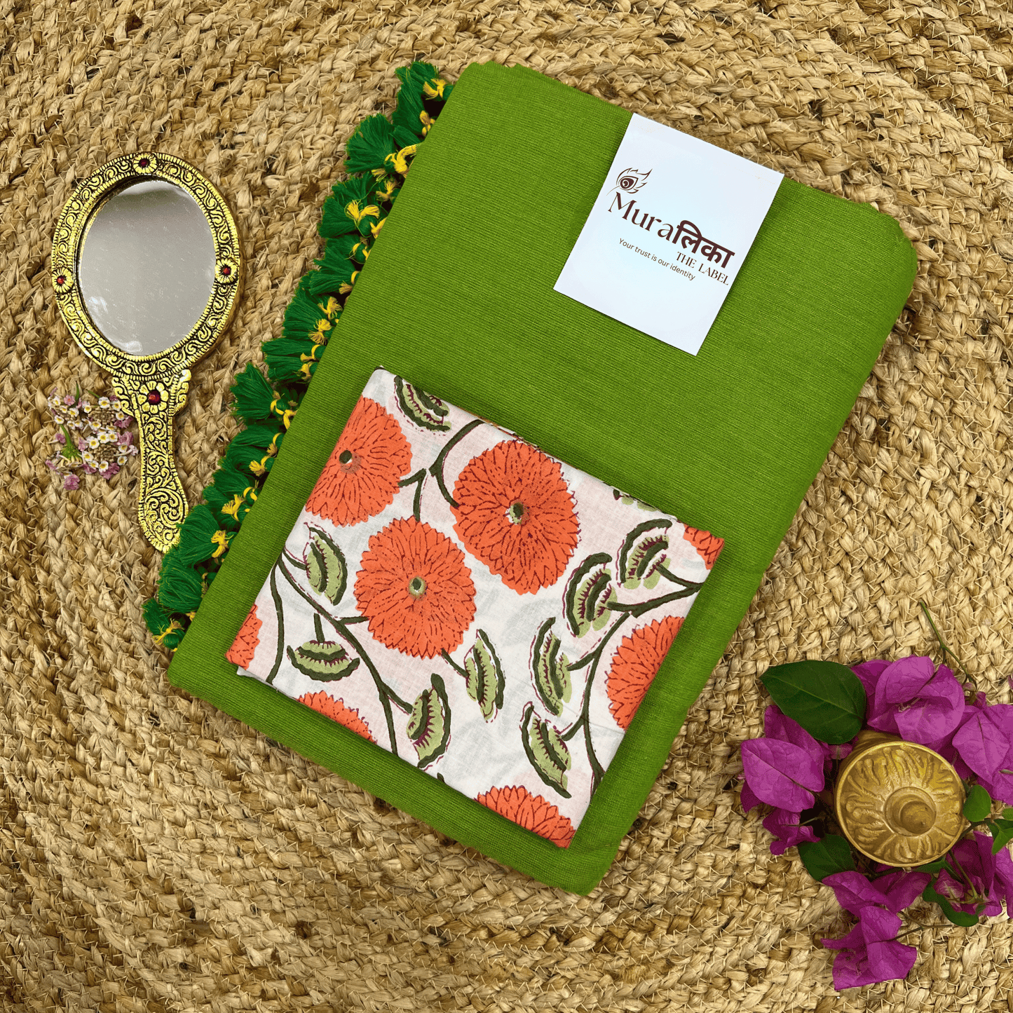 Muralika Parrot Green Handloom Saree