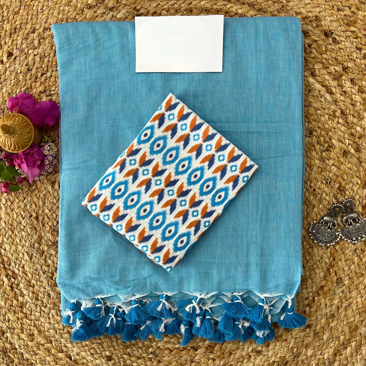Muralika Sky Blue Handloom Saree - Muralika the label