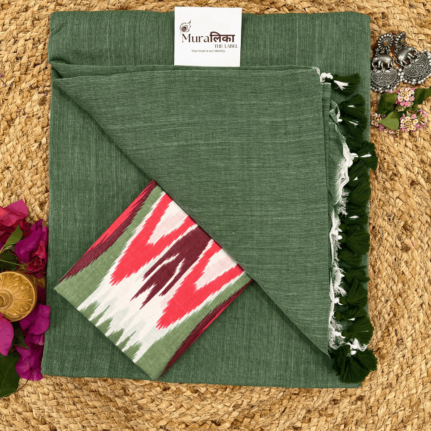 Muralika Leaf Green Handloom Saree