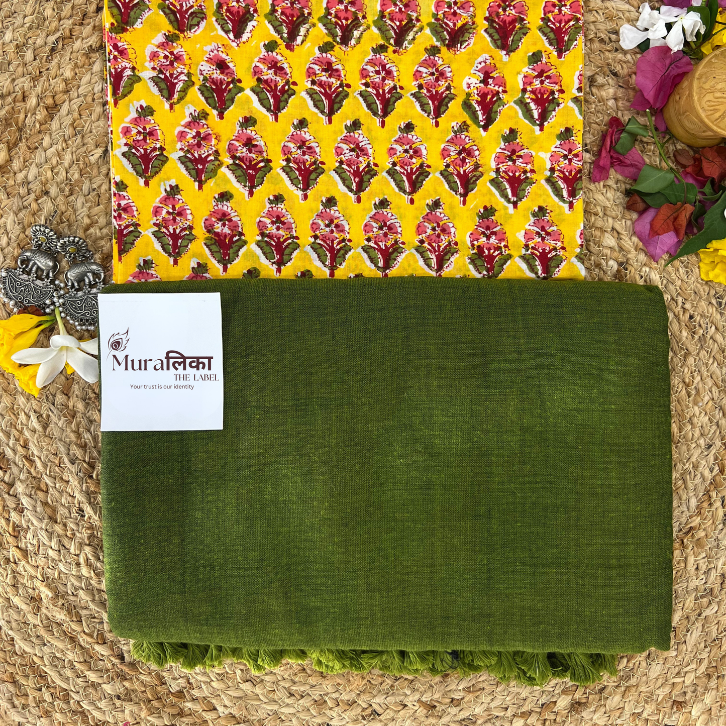 Muralika Mehendi Green Handloom Saree