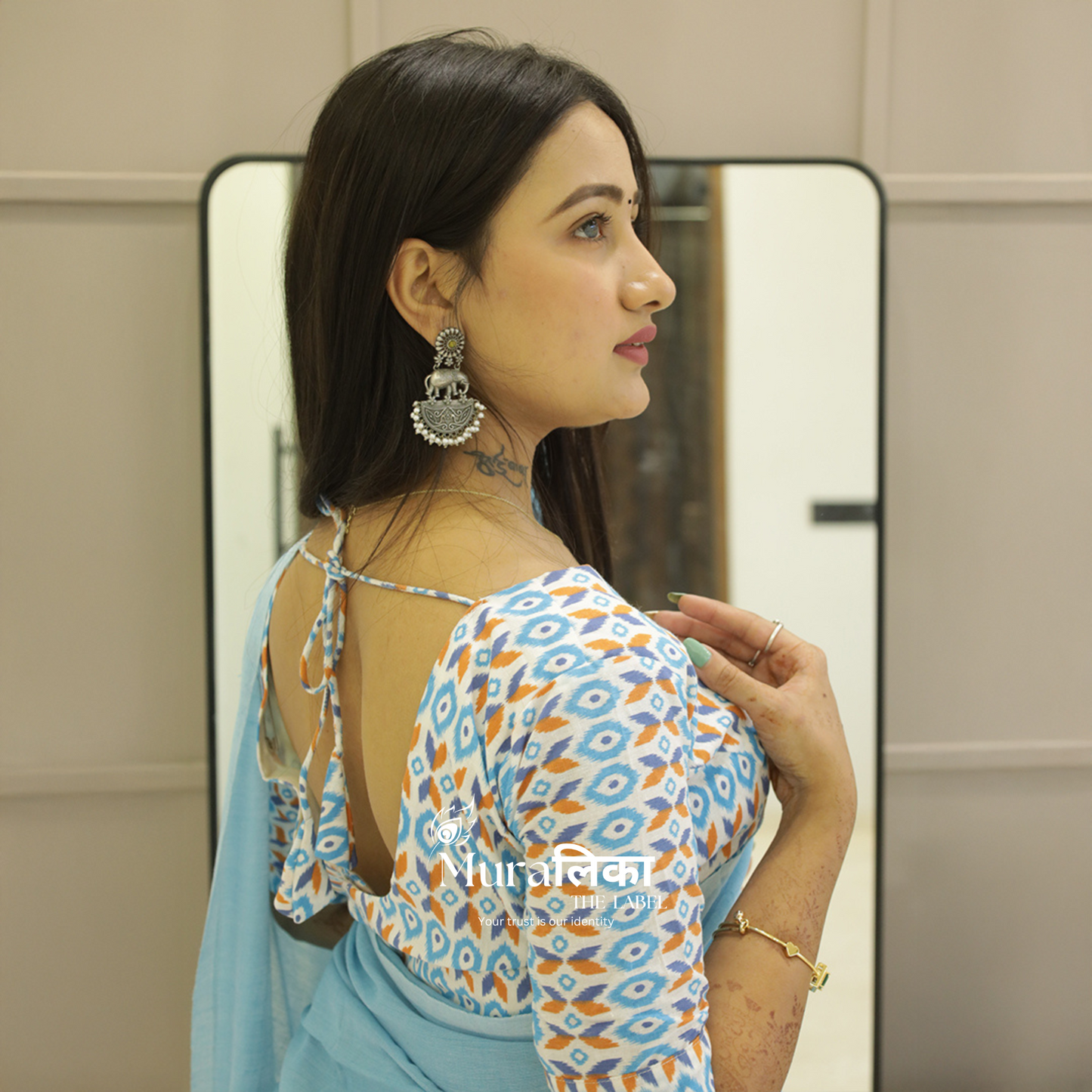 Muralika Sky Blue Handloom Saree