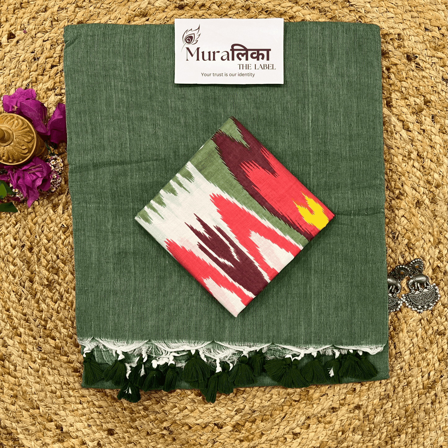 Muralika Leaf Green Handloom Saree