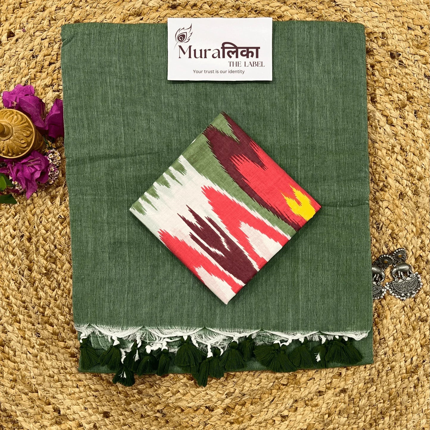 Muralika Leaf Green Handloom Saree