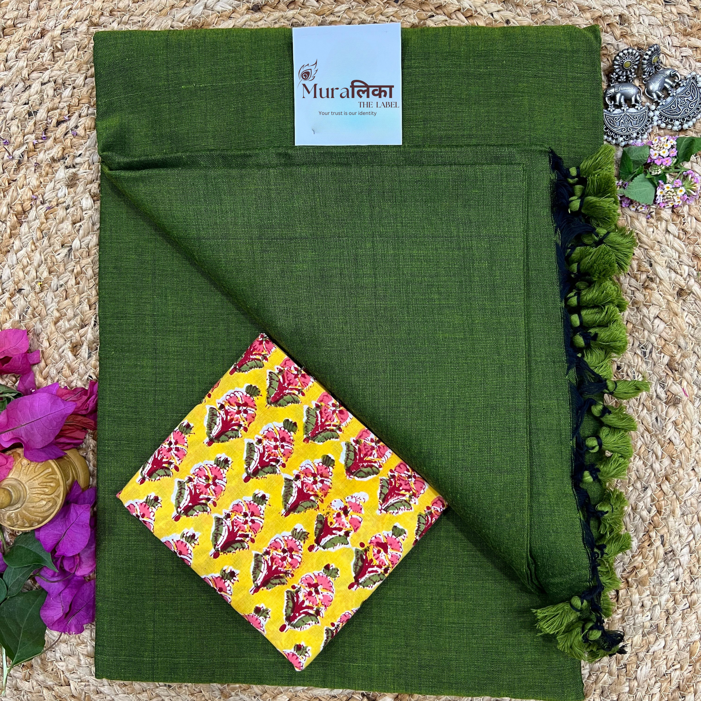 Muralika Mehendi Green Handloom Saree