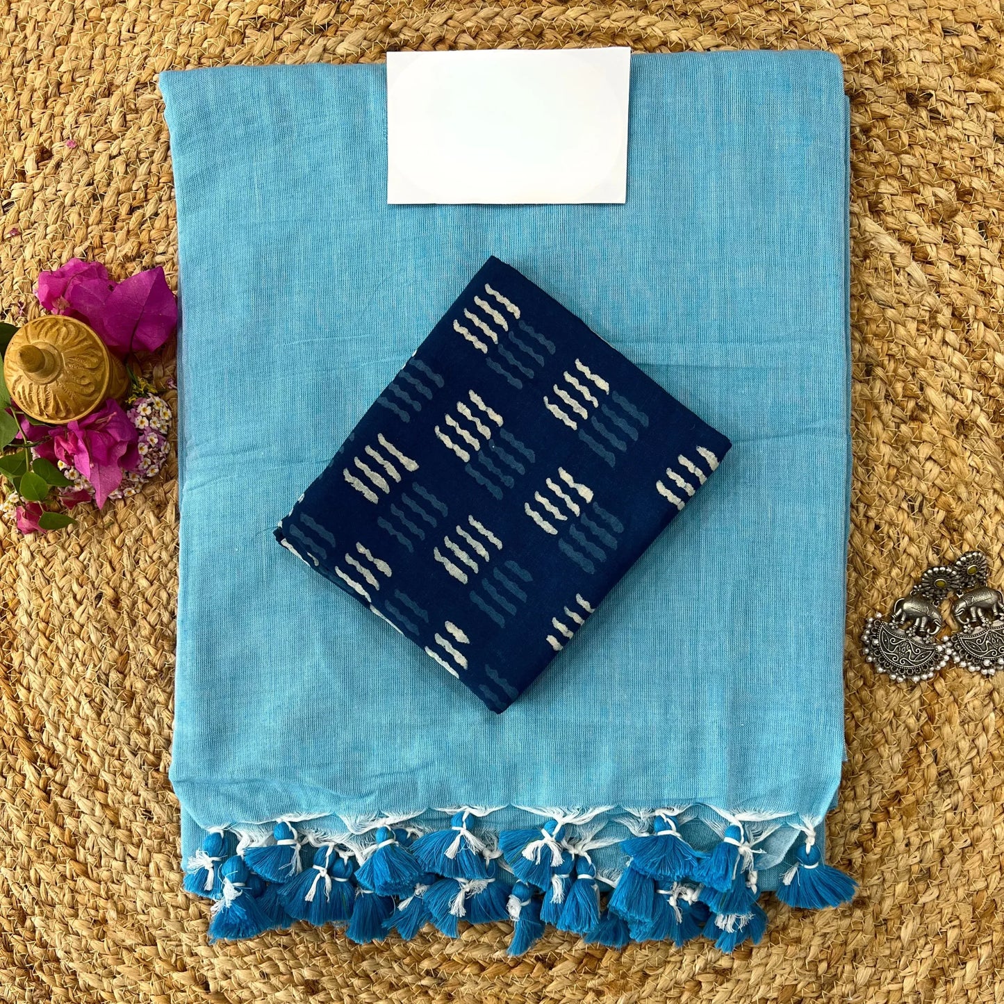 Muralika Sky Blue Handloom Saree - Muralika the label