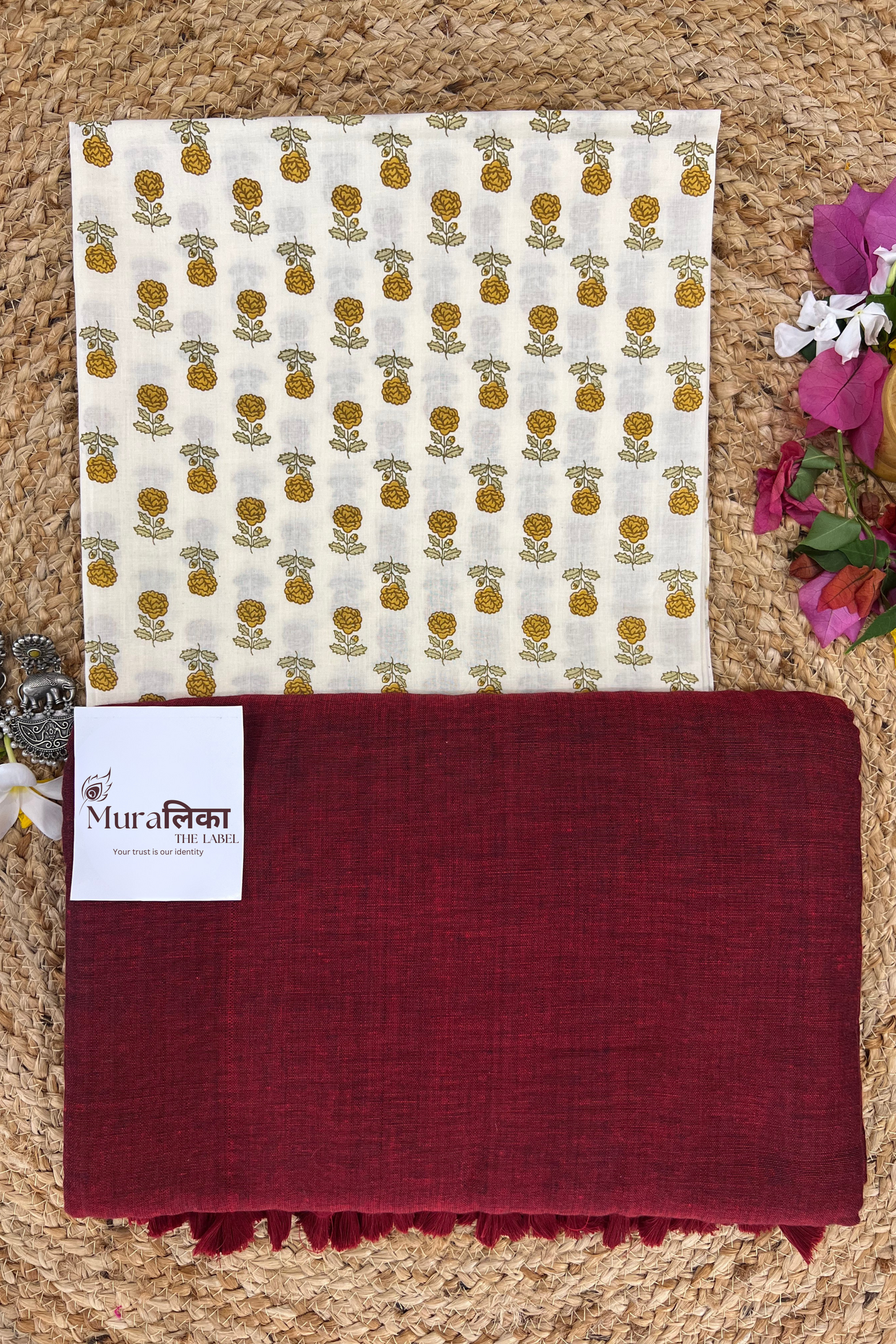 Muralika Light Maroon Handloom saree