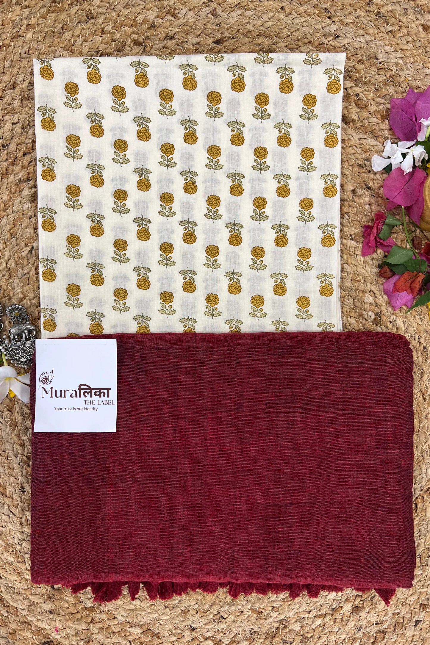 Muralika Light Maroon Handloom saree - Muralika the label
