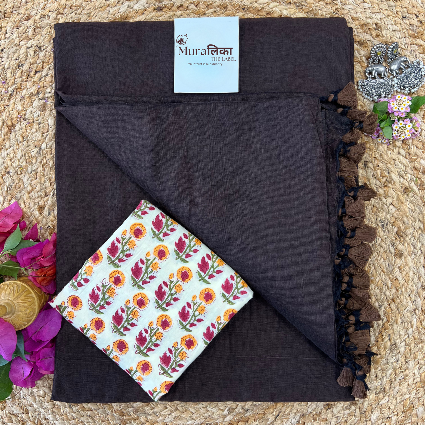 Muralika Coffee Brown Handloom Saree