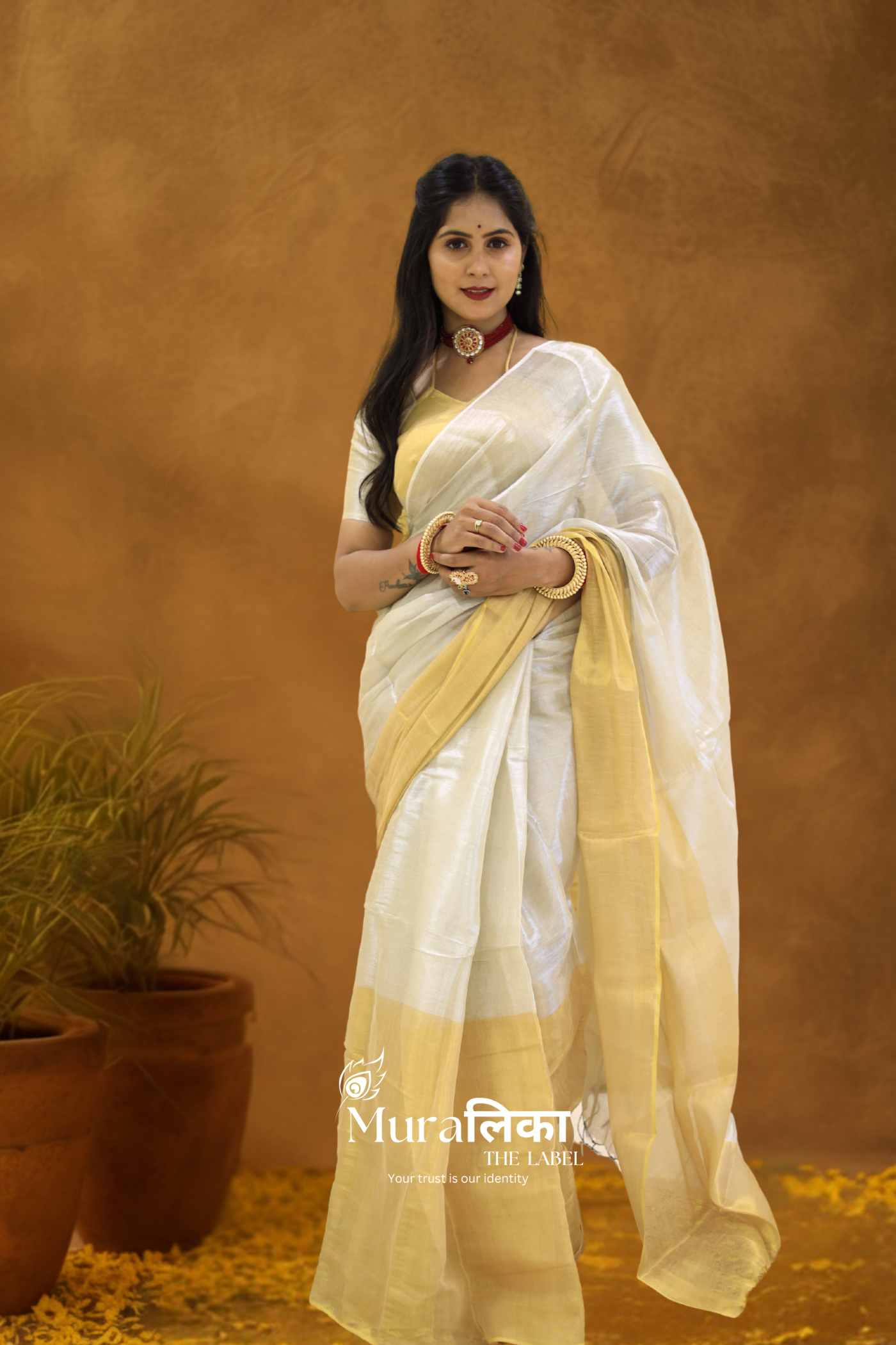 Muralika Pure Elegance Half n Half Handloom Tissue Saree